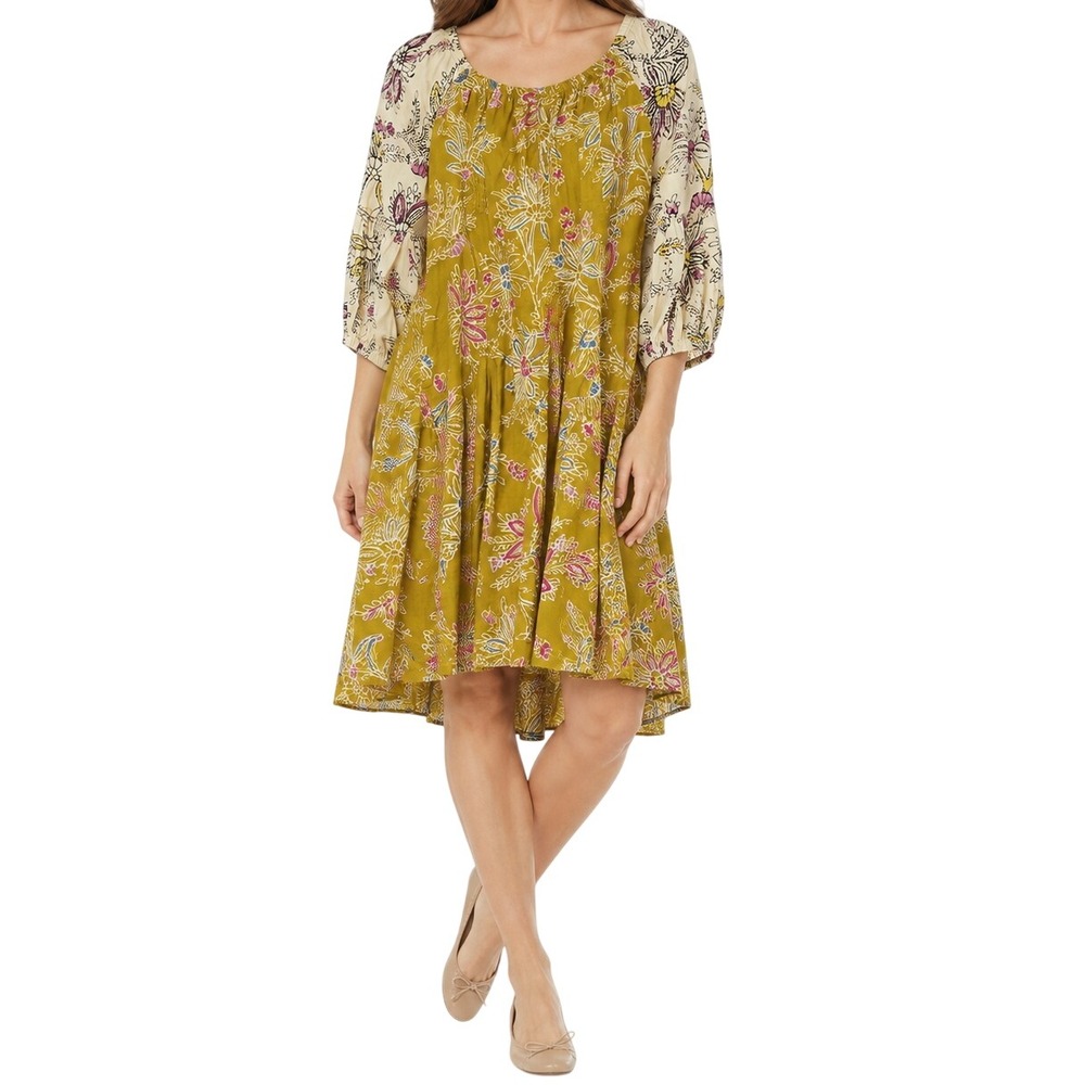 Philosophy Daily Practice Dress Women Size S Yellow Floral Boho Casual